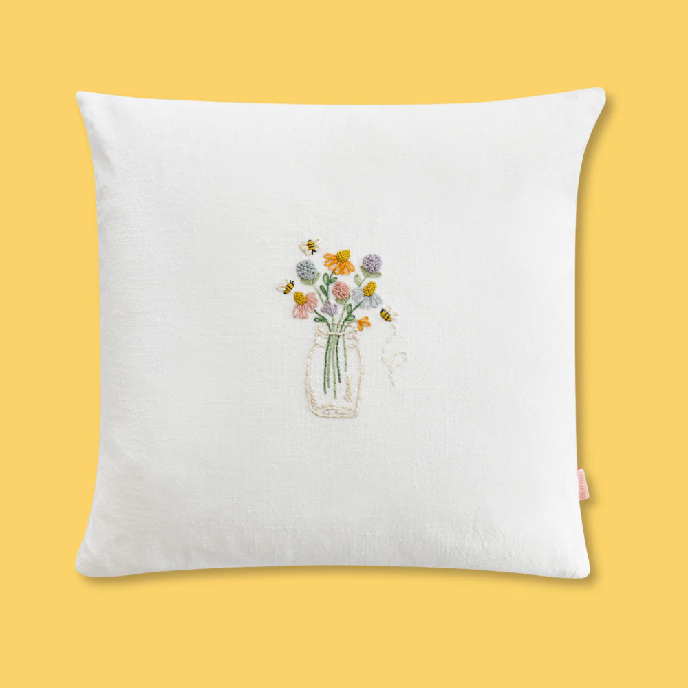 Bee Happy Throw Pillow Cover Beginner Kit - Image 2