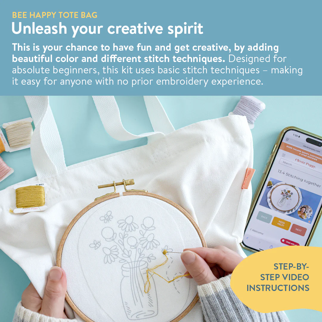 Bee Happy Tote Bag Beginner Kit - Image 8