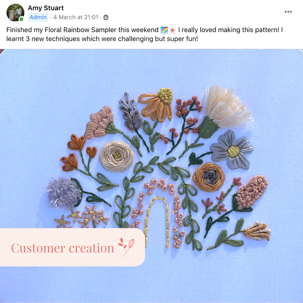 Floral Rainbow Sampler Embroidery Kit - Image 9