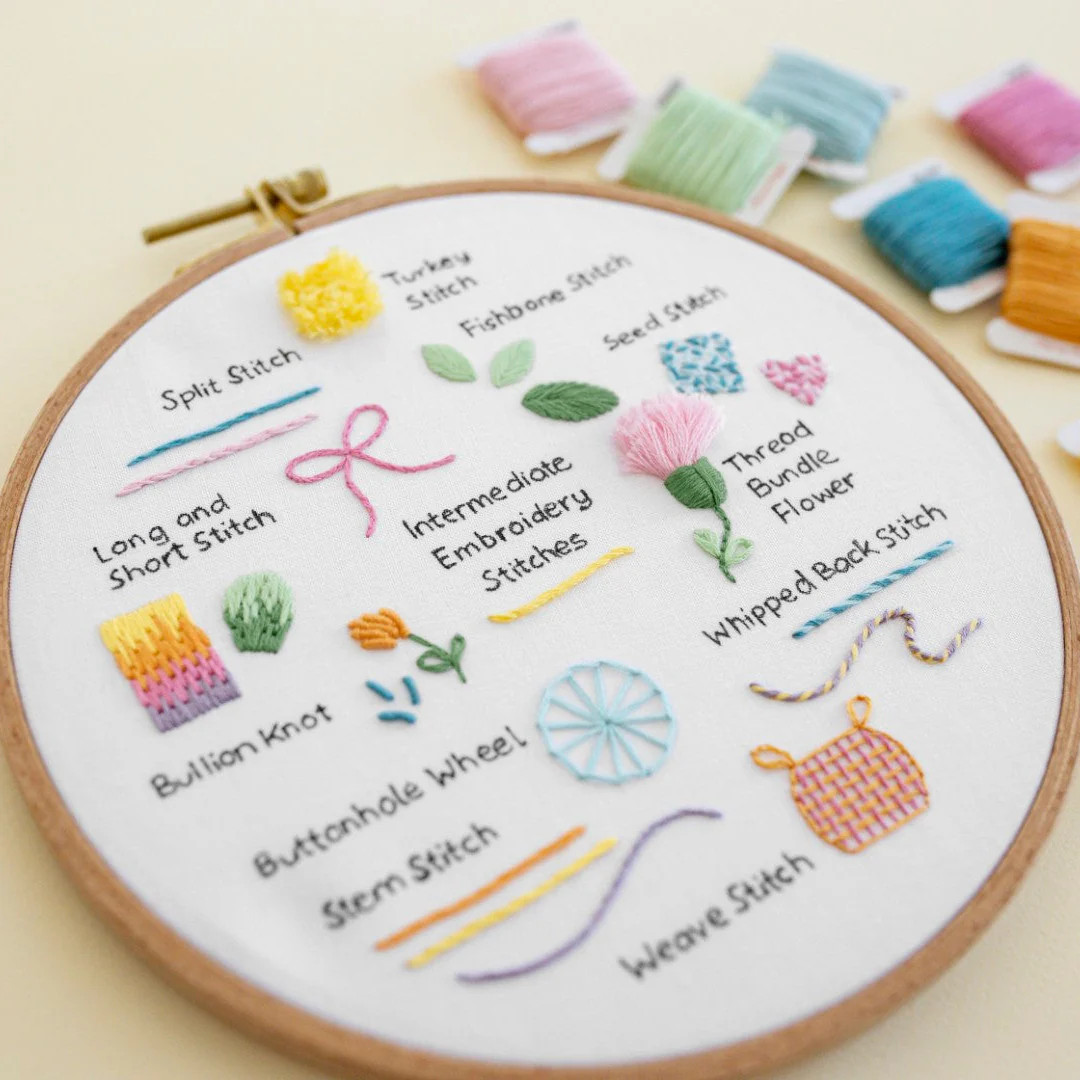 Intermediate Stitch Sampler Embroidery Kit - Image 3